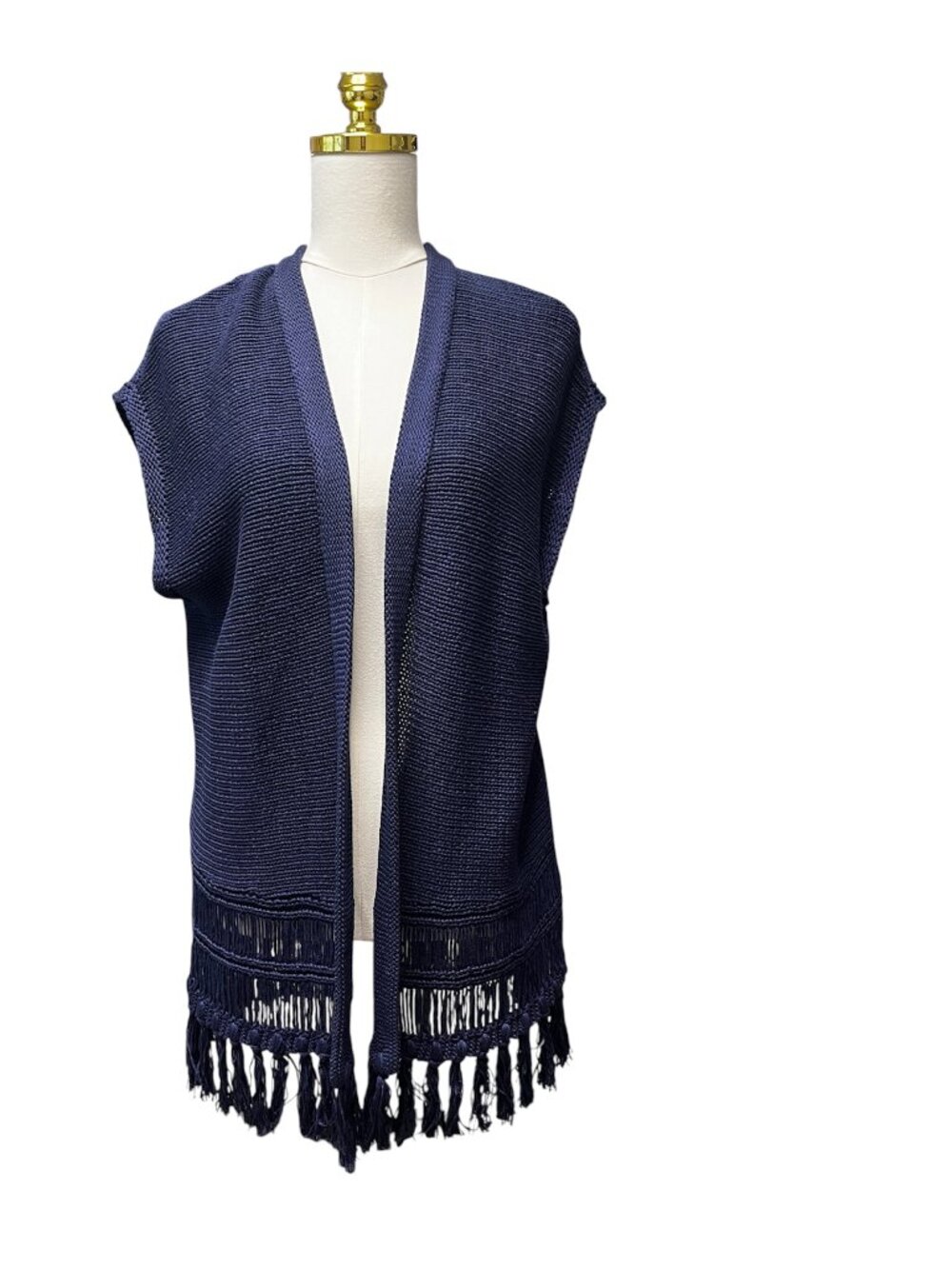 Lilly Pulitzer Navy Blue Bedford Cardigan Open Front Vest Women's Size M